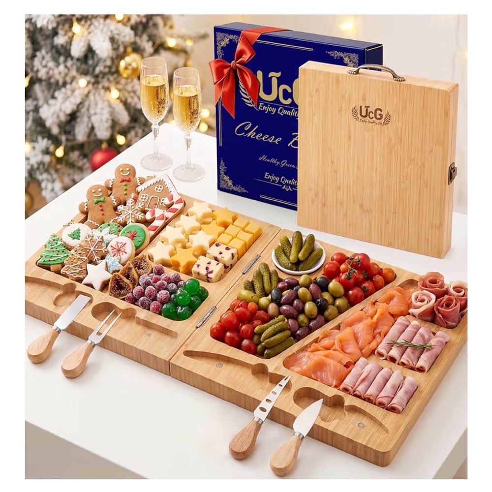 Bamboo Cheese Board Set with Knives